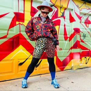 EVR Silk Gold Accessories Repeat Print True Vintage ZipUp Red Gold Bomber Jacket